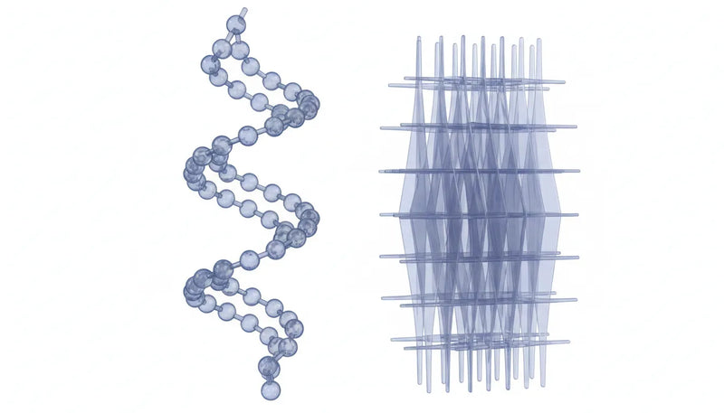 3D illustration showing the polypeptide backbone structure of a protein forming alpha helices and beta sheets