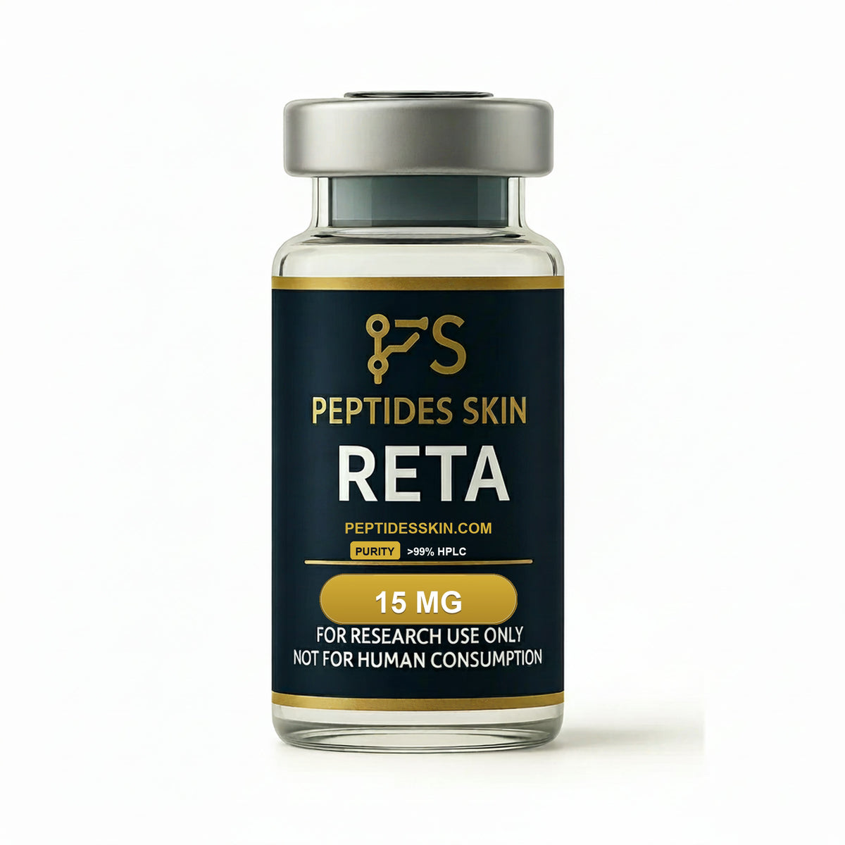 RETA (Retatrutide) 15mg Lyophilized Peptide Vial - ≥99% Purity HPLC Triple GIP, GLP-1 & Glucagon Agonist - Peptides Skin